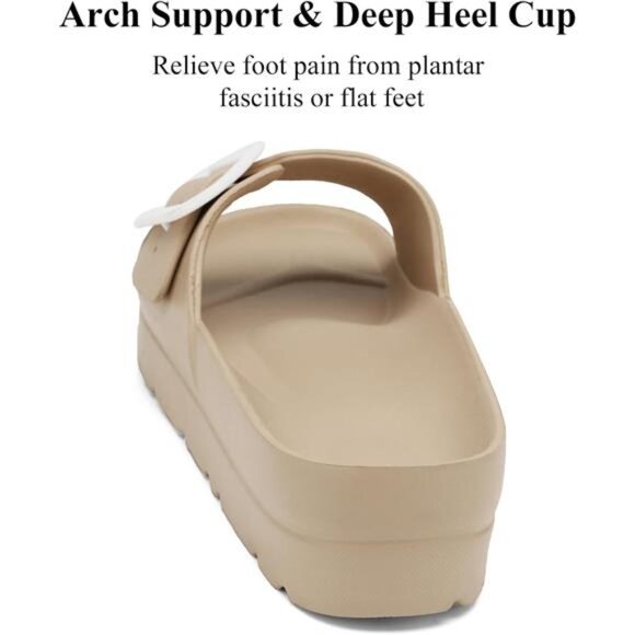 Womens Platform Sandals with Arch Support, Adjustable Buckle Beach Sandal Woman - Picture 3 of 7